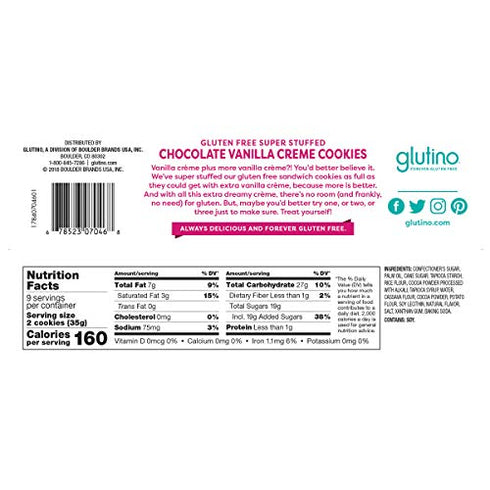 Glutino Gluten Free Chocolate Vanilla Creme Cookies, 10.5 Ounce