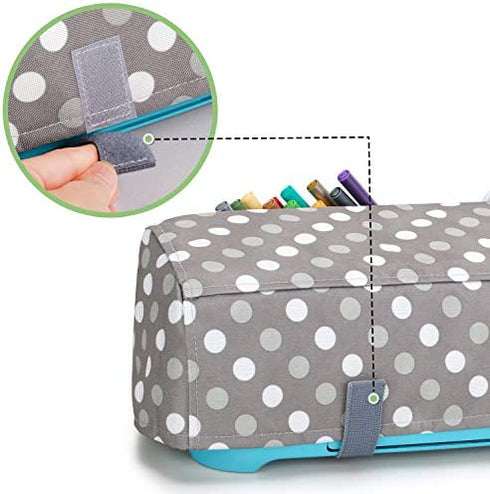 Luxja Dust Cover Compatible with Cricut Explore Air and Explore Air 2, Dust Cover with Back Pockets, Gray Dots