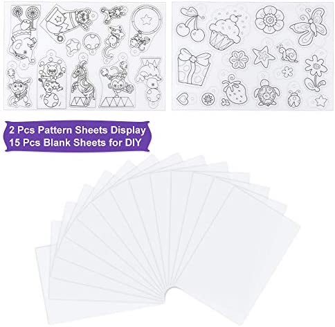 Hysagtek 158 Pcs Shrinky Sheets Kits for Shrinky Dinks, Including 17 Pcs Heat Shrink Plastic Sheets Shrinky Art Paper, 140 Pcs Keychains Accessories, Hole Punch for Kids Craft Christmas Ornaments