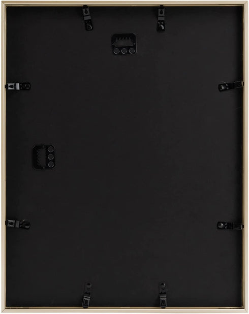 AUEAR, 11x14 Picture Frame - Display Photos 8x10 with Mat or 11x14 Without Mat - Aluminum Metal Pictures Frame for Wall Mounting - Real Glass (Gold)