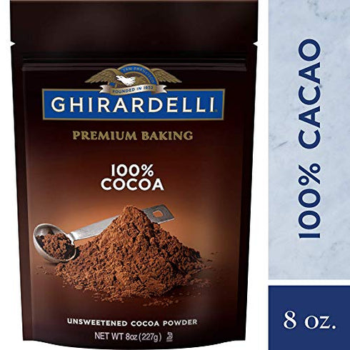 Ghirardelli Unsweetened Cocoa Powder Pouch 8 Ounce (Pack of 3) with Limited Edition Measuring Spoon