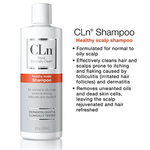 CLn® Shampoo for Scalp Prone to Folliculitis, Dermatitis, Dandruff, Itchy and Flaky Scalp (8 oz)