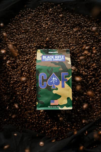 Black Rifle Coffee CAF (Medium Roast, 2x Caffeine) Ground 12 Ounce Bag, Medium Roast Coffee, 100% Columbian Excelso Beans That Delivers Twice the Caffeine Punch of Average Coffee With a Rich, Smoky Flavor, Helps Support Veterans and First Responders