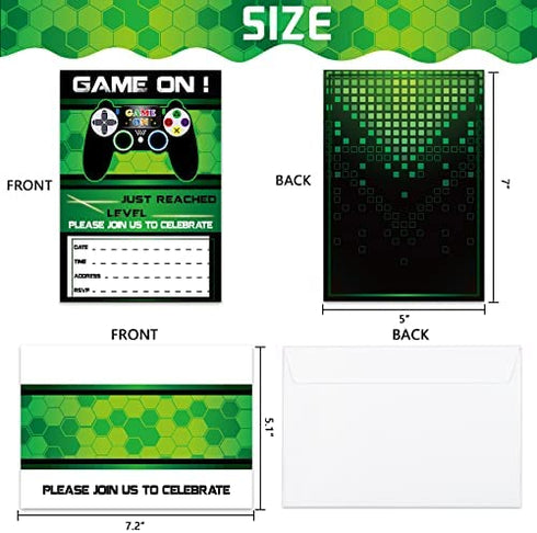 WERNNSAI Video Game Invitations - 20 Set Magical Fill In Game Party Invitations with Envelopes for Kids Boys Game Lovers Birthday Game Themed Party Supplies