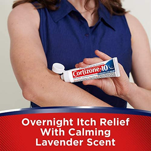 Cortizone 10 Maximum Strength Overnight Itch Relief, Lavender Scent, 1% Hydrocortisone Anti-Itch Creme, 1 Ounce
