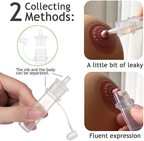 haakaa Colostrum Collector Set Includes a Portable Case and a White Cotton Cloth Wipe for Breastfeeding Moms to Collect Store and Feed Colostrum, 4ml/6pcs