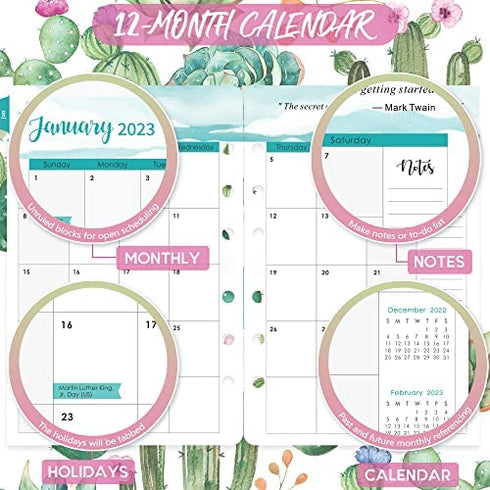 2023 Planner Refills - Planner Refills 2023, 2023 Weekly and Monthly Planner Refills, Jan 2023 - Dec 2023, 5-1/2" x 8-1/2", A5 Planner Inserts, Refill Paper, 6-Hole Punched, Monthly Tabs