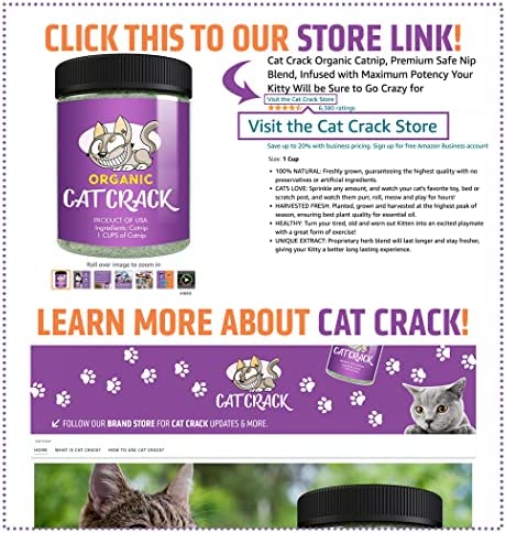 Cat Crack Organic Catnip, Premium Safe Nip Blend, Infused with Maximum Potency Your Kitty Will be Sure to Go Crazy for (1 Cup)