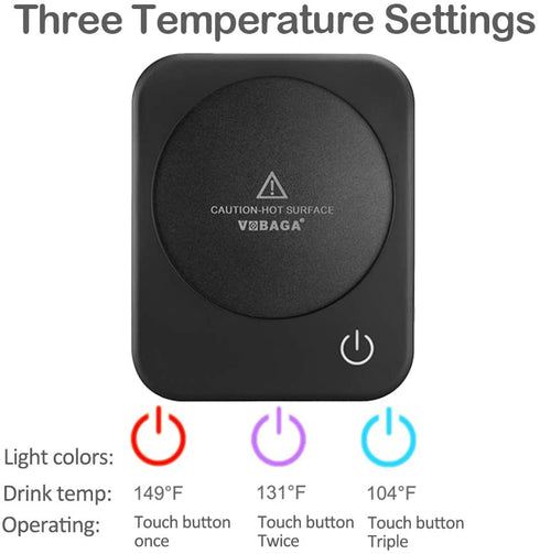 Coffee Mug Warmer, VOBAGA 4 Hours Auto Shut-Off Coffee Warmer Plate for Office Home Desk Use with 3 Temperature Settings, 20watt Electric Cup Warmer for Cocoa,Tea, Water, Milk, (No Cup)