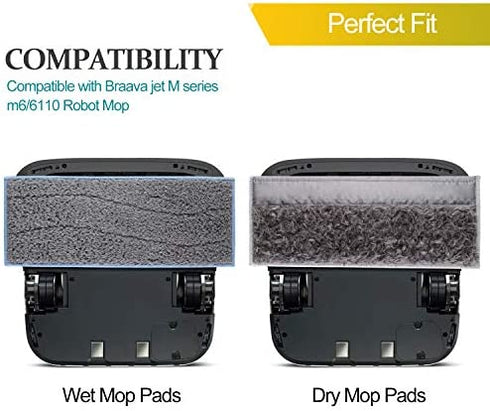 MXZONE Brava m6 Wet Mop Pads Sweeping Reusable Replacement Pads for iRobot Braava Jet m6 (6012) (6110) (6112) Ultimate Robot Mop?5 Pack?