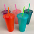 Crazy Chicken Lady Glitter Cups - Large Reusable Cold Tumblers with Lids & Straws | 5-Pack 24oz | Customizable DIY Gifts, Includes Vinyl Decals Sticker Set.