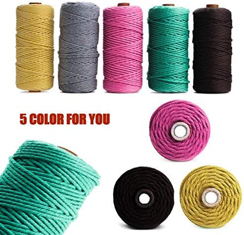 HAPYLY Macrame Cord Natual Macrame Cotton Cord DIY Craft Cord Spool Twine Rustic String Cotton Rope for Wall Hanging,Plant Hangers,Crafts,Knitting,Decorative Projects 3mm x100m (Gray)