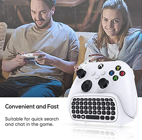 Controller Keyboard for Xbox Series X/ S/ for Xbox One/ One S, Wireless Bluetooth Gaming Chatpad Keypad with USB Receiver, Built-in Speaker & 3.5mm Audio Jack for Xbox Series X/ S/ One/ One S, White