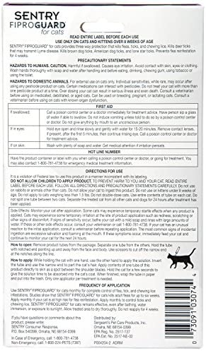 SENTRY Fiproguard for Cats, Flea and Tick Prevention for Cats (1.5 Pounds and Over), Includes 6 Month Supply of Topical Flea Treatments