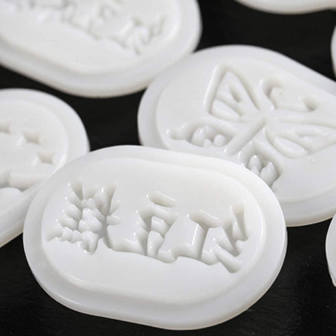 Xdodnev 6pcs Oval Press Cookie Stamp Moon Cake Decor Mould Barrel Mooncake Mold 100g DIY