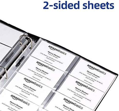 Amazon Basics Plastic Business Card Holder, Protector Sleeves for 3-Ring Binder, Transparent, 25-Pack
