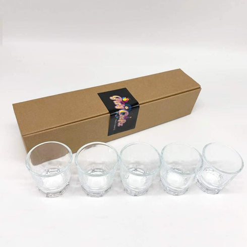 Korean Soju Shot Glass Set 5 Piece Clear Glasses Heavy Base with Hard Case Cup 1.7 Ounce Dishwasher Safe Clarity Glassware for Whiskey Tequila Sake Vodka Alcohol Liquor Gift Party Decoration