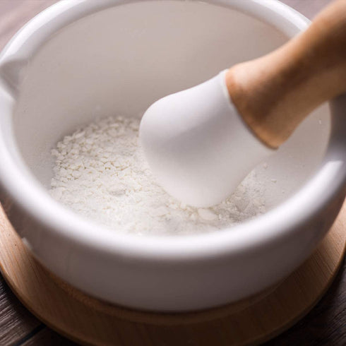 Porcelain Mortar and Pestle Set Pill Crusher, Spice Grinder, Herb Bowl, Pesto Powder Molcajete for Salt - Plus Lid/Non-Slip Base
