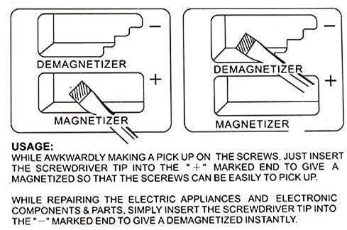 Katzco Precision Demagnetizer-Magnetizer - Pack of 3 Colors - Black, Red, Blue - for Screwdrivers, Small Tools, Small, Big Screws, Drills, Drill Bits, Sockets, Nuts, Bolts, Nails, Construction Tools