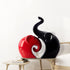 2 Pieces Ceramic Elephant Decor Figurine Elephant Statues for Home Decor Bookshelf Living Room Office Desk Elephants Statue Sculpture Decoration Accents (Red Black Elephant)