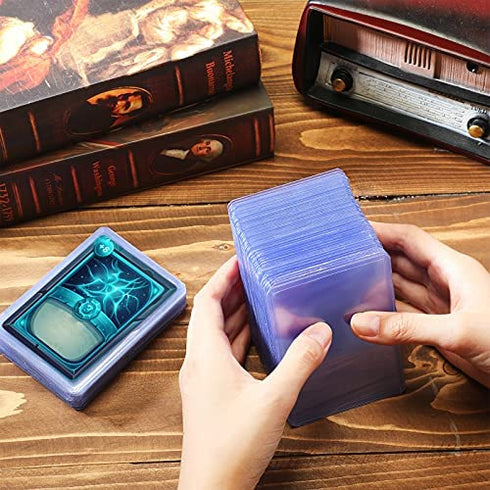 Hard Trading Cards Sleeves Plastic Card Hard Case Cover 3x4 Collector Playing Card Sleeves Protector for Baseball Football Basketball Sport Cards with Mini Easels Display Stand Holder (15 Pieces)