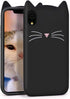 Megantree Cute iPhone XR case, Funny Animal Black Whisker Cat Ears Kitty Case, 3D Cartoon Soft Silicone Shockproof Slim Fit Back Cover Cases Skin for Girls Kids Women