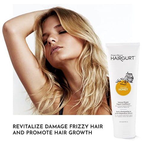 Hairgurt Intense Repair Yogurt Deep Conditioner - Almond-Honey - Natural Hair Care, Hair Products for Dry, Damaged, Frizzy Hair & Hair Growth - 237 ml / 8 oz