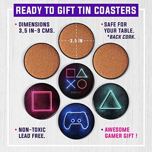 Jumant Gaming Coasters Set - Man Cave Decor - Video Game Room Decor - Gamer Room Decor - Gaming Room Decor - Gamer Gifts - Gaming Decor - Cool Coasters