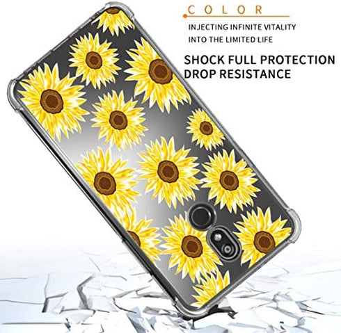Osophter for LG Stylo 5v Case,LG Stylo 5 Case,Stylo 5 Plus Case Flower Floral for Girls Women Shock-Absorption Flexible TPU Rubber Soft Silicone Cell Phone Cases for LG Stylo 5(Sun Flower)