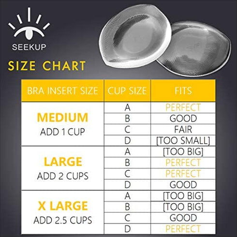 SEEKUP Women Silicone Bra Pads Inserts Breast Enhancer Bust Push up Pads Cleavage-Enhancing Swimsuit Enhancement M, L, XL