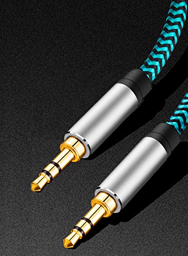 Aux Cable 30 ft Hftywy 3.5mm Male to Male Stereo Aux Cord 3.5mm Auxiliary Audio Cable Braided 1/8 Shielded AUX Headphone Cable Extension Compatible Car/Home Stereos,Speaker,iPhone iPod iPad,Headphones