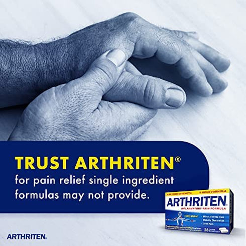 Arthriten Inflammatory Pain Formula Caplets with 3 Active Ingredients: Aspirin, Acetaminophen & Caffeine, White, 28 Count (Pack of 1)
