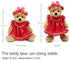 Oits-cute Small Baby Teddy Bear with Cloth Cute Stuffed Animal Soft Plush Toy 10" (Red lace Dress)