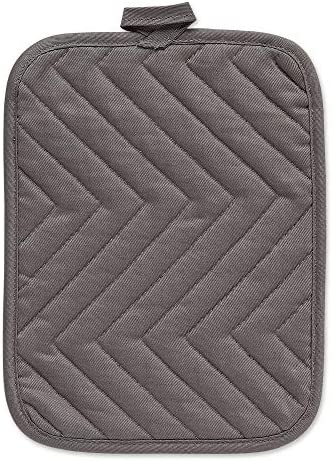 DII Heat Resistant Quilted Cotton, Pocket Potholder, 7x9, Gray, 3 Piece
