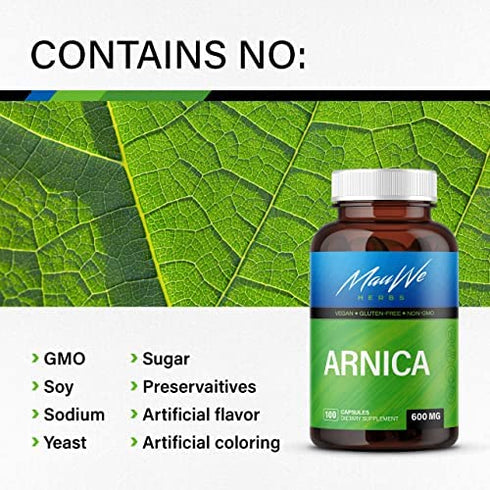 Arnica Capsules - Arnica Pills for Bruising and Swelling - Arnica Supplements for Arthritis, Joint & Back Pain, & Natural Pain Relief Arnica Homeopathic Arnica Montana - Non-GMO 100 Caps