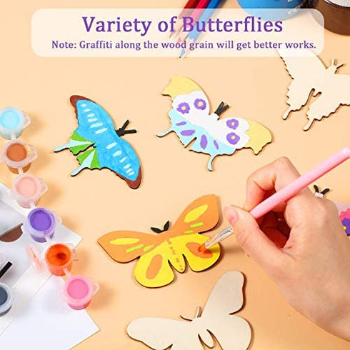 Wood Butterfly Crafts Butterfly Unfinished Wood Cutouts Blank Butterfly Wooden Paint Crafts for Kids Home Decoration Craft Project, 9 Styles (27)