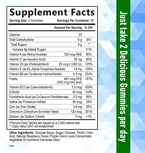 Multivitamin Gummies for Men Extra Strength Immune Support - Natural Complete Daily Gummy Vitamin Supplement - Vegetarian Multi with Vitamins A, C, E, B6, B12, 60 Gummies