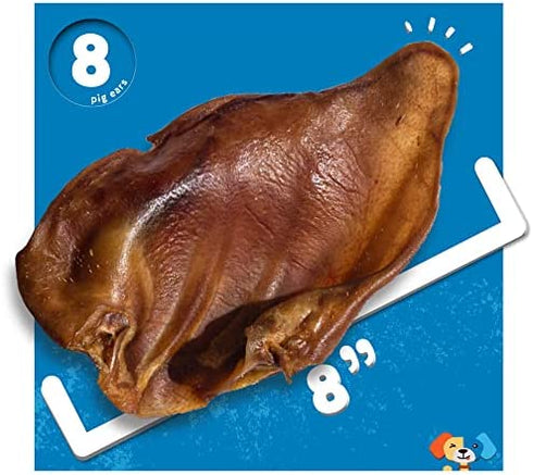 Jack&Pup Whole Pig Ears for Dogs - Extra Thick Large Pigs Ears - Premium Dog Pig Ear Treats - Natural Dog Pork Chews; Excellent Rawhide Alternative (Whole Pig Ears - (8 Pack)