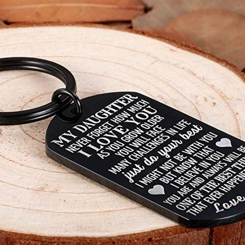 to My Daughter Keychain Christmas Gifts for Daughter from Mom Dad Father Inspirational Stocking Stuffers for Her from Teen Adult Women Teenage Girls Kids Birthday Gradation Wedding Presents