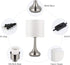 Bedside Table Lamp Modern Table Lamp Nightstand Lamp Small Desk Lighting Sliver Brushed Steel White Cylinder Shade for Living Room Bedroom Family Room Coffee Table
