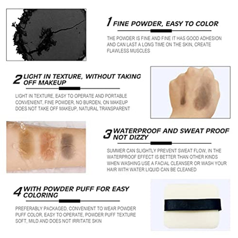 Hair Root Concealer,Hair Shadow Hairline Powder,Root Touch Up Powder,Instantly Cover Up Gray Hair Root Hair Shadow Fiber 12g Black