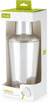 True Retro Cocktail Shaker, 34 Oz Shaker with Jigger Cap & Strainer, Stainless Steel