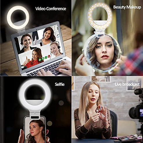 Video Conference Lighting Touch Control Ring Light for Computer Clip On Laptop Monitor for Webcam Lighting/Zoom Lighting/Live Streaming