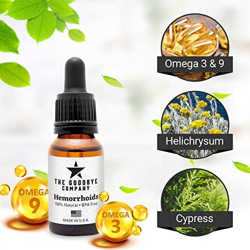 Goodbye Hemorrhoids Natural Vegan Hemorrhoid Healing Serum, Cream to Shrink Hemorrhoids - Hemorrhoid Treatment Made in USA, Hemorrhoid Shrinking Treatment (15 ml)