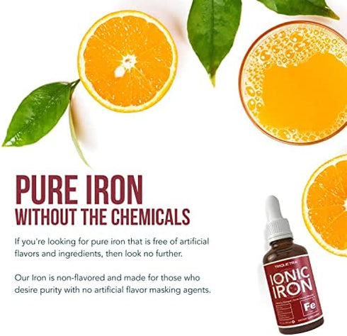 Ionic Liquid Iron Supplement (236 Servings) – Highest Absorption Rate Allows for Smaller Dose & Less Stomach Issues - Non-Flavored, Vegan, Ionically Charged, Earth-Sourced Minerals