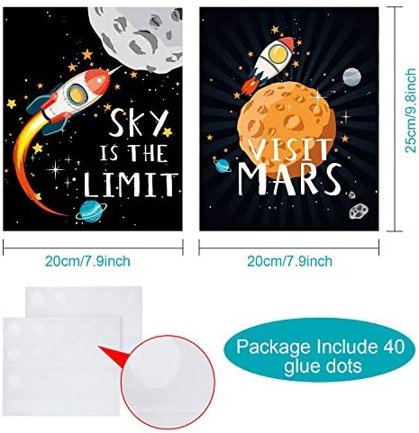 Blulu 9 Pieces Outer Space Decor for Kids Room Boy Bedroom Space Posters 8 x 10 Inch Cute Inspirational Wall Art Decoration for Boys and Girls Playroom Space Nursery Decor