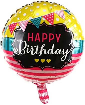 Happy Birthday Foil Balloons Round Mylar Helium Balloon Party Decorations Supplies 18 Inch Pack of 6