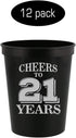 Veracco Cheers To 21 Years Twenty First Stadium Party Cup Funny 21s Birthday Gag Gifts For Him Herr Party Favors Decorations (Black, 12)