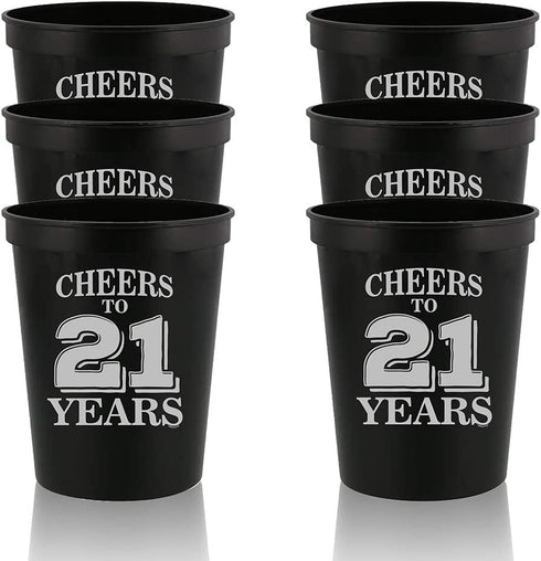 Veracco Cheers To 21 Years Twenty First Stadium Party Cup Funny 21s Birthday Gag Gifts For Him Herr Party Favors Decorations (Black, 12)