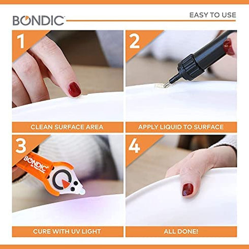 Bondic UV Liquid Plastic Welder, Super Glue, Cures Quickly, UV Resin Kit with Light for Home, Plastic, Jewelry (LED Light & Liquid Cartridge in a Tin Case)